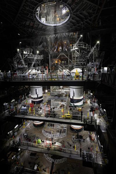 SLS booster stacking in the VAB